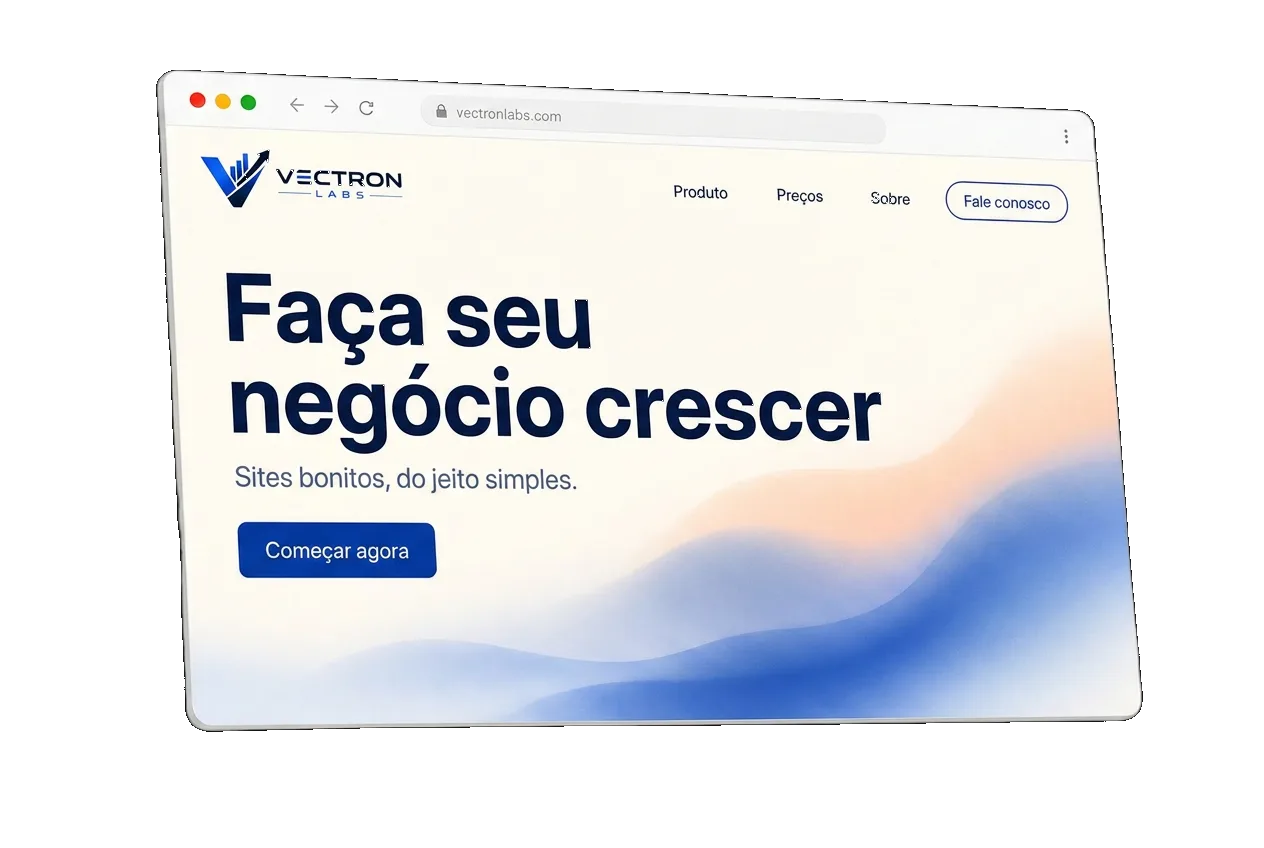 Mockup de site profissional criado pela Vectron Labs